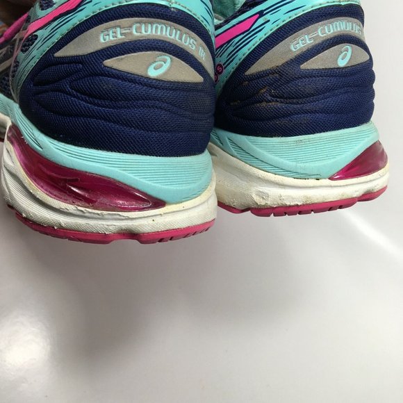 Asics‎ Running Shoes Gel-Cumulus 18 T6C8N Womens sz 8 / EU 39.5 Blue Pink - Picture 9 of 12